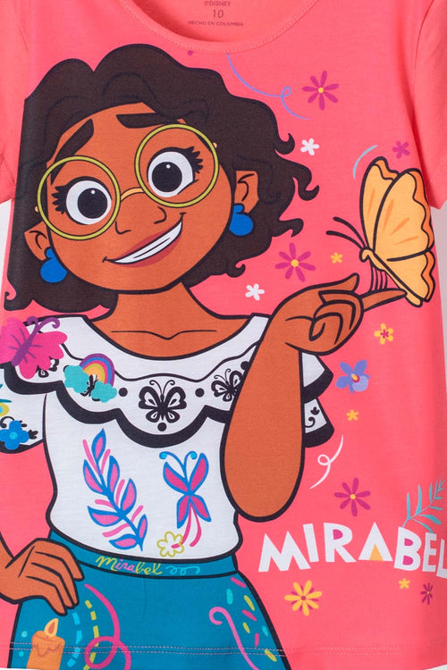 CAMISETA DE ENCANTO MANGA CORTA ROSADA PARA NIÑA