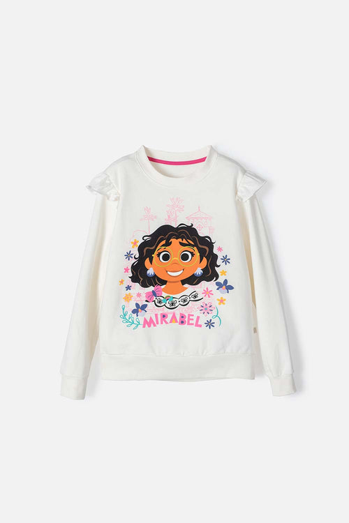 BUZO DE ENCANTO CON CUELLO REDONDO BLANCO PARA NIÑA