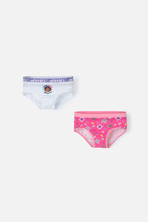 PACK X2 PANTIES DE ENCANTO BLANCO Y FUCSIA PARA NIÑA