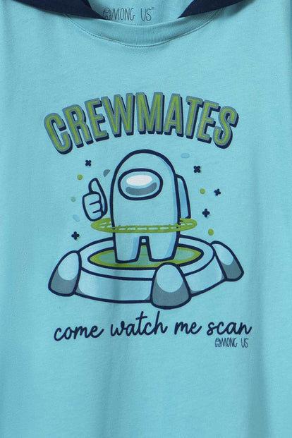 CAMISETA DE AMONG US CON CAPUCHA AZUL PARA TEEN NIÑO