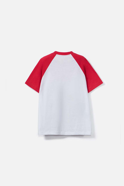 CAMISETA DE AMONG US CUELLO REDONDO ROJA Y BLANCA PARA TEEN NIÑO