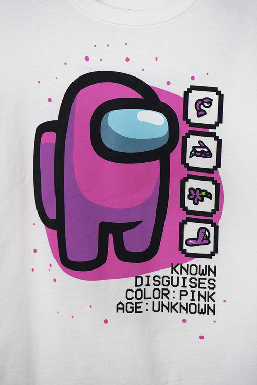 CAMISETA DE AMONG US MANGA CORTA MARFIL PARA TEEN NIÑA