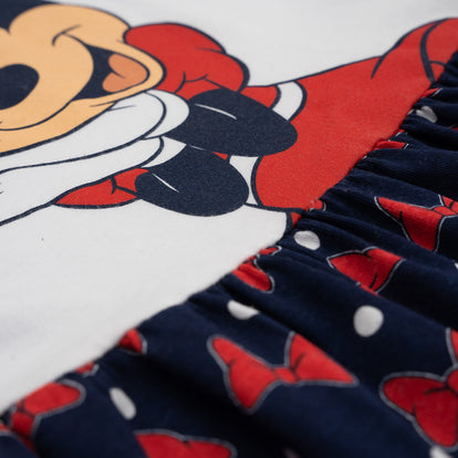 VESTIDO DE MINNIE MOUSE CON MANGA CORTA BLANCO Y AZUL PARA NIÑA