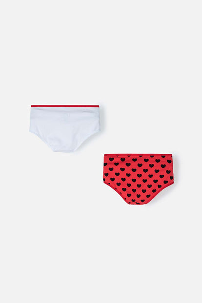 PACK X2 PANTIES DE MINNIE MOUSE  BLANCO Y ROJO PARA NIÑA