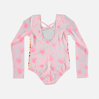 VESTIDO DE BAÑO BARBIE ENTERO MANGA LARGA ROSADO PARA NIÑA