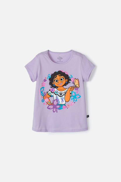 CAMISETA DE ENCANTO MANGA CORTA LILA PARA NIÑA