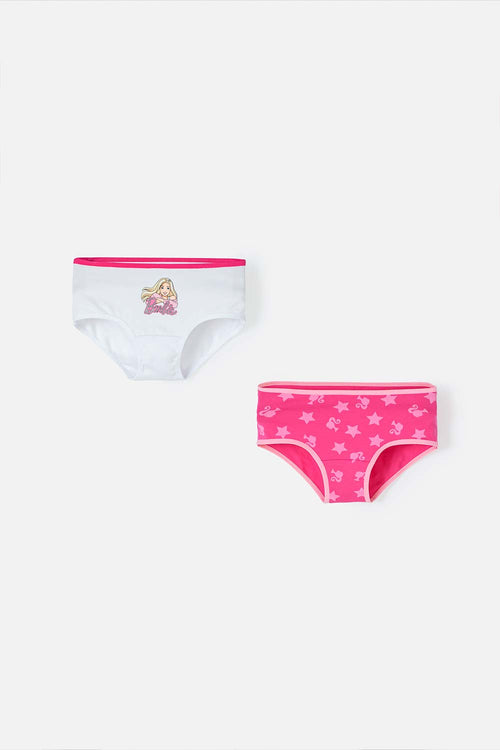 PACK X2 PANTIES DE BARBIE BLANCO Y FUCSIA PARA NIÑA