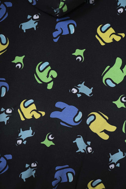 BUZO DE AMONG US CON CAPUCHA NEGRO PARA TEEN NIÑO