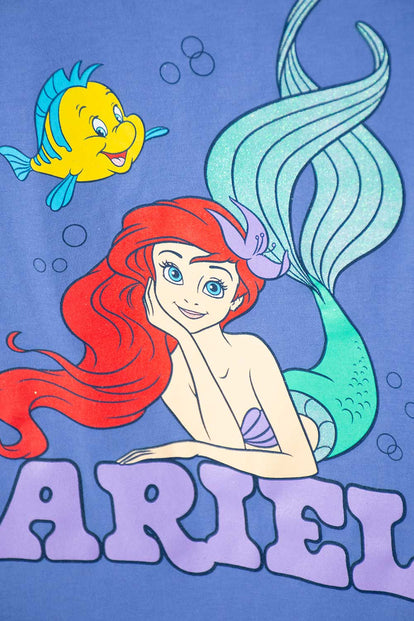 CAMISETA DE LA SIRENITA MANGA CORTA MORADA PARA NIÑA