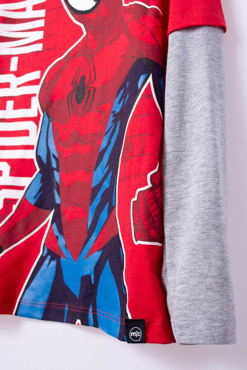 CAMISETA DE SPIDER-MAN MANGA LARGA ROJA PARA NIÑO