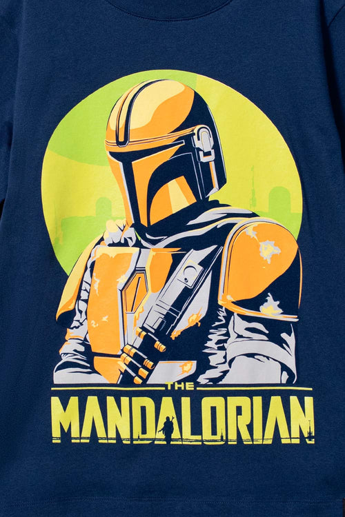 CAMISETA DE MANDALORIAN MANGA CORTA AZUL OSCURO PARA NIÑO
