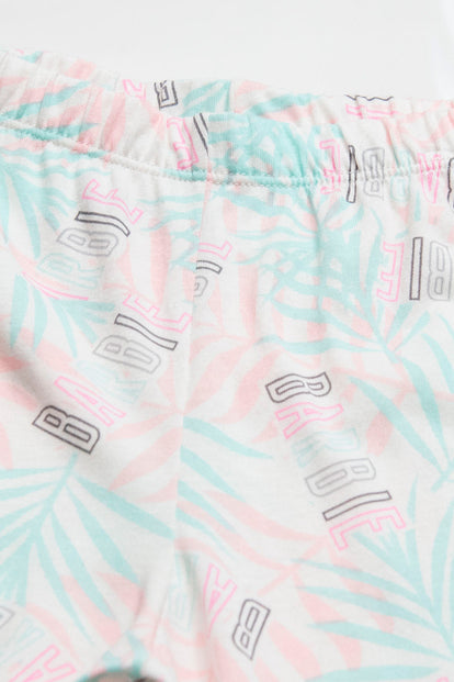 PIJAMA DE BARBIE DE MANGA CORTA MARFIL PARA NIÑA