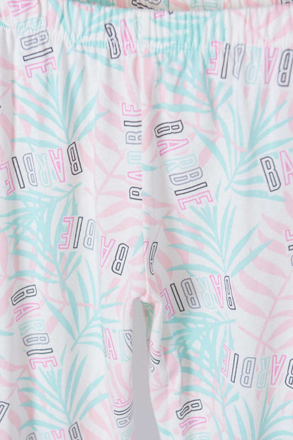 PIJAMA DE BARBIE DE MANGA CORTA MARFIL PARA NIÑA