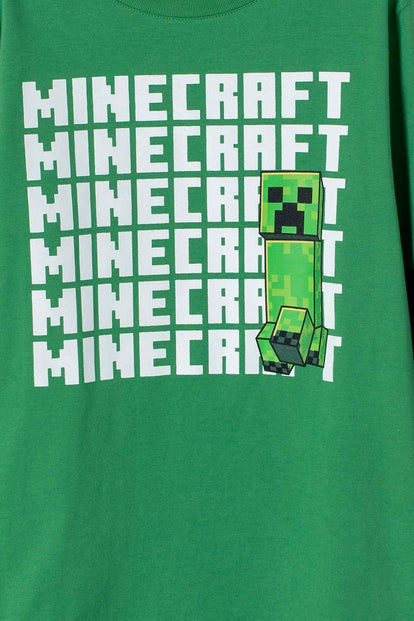 CAMISETA DE MINECRAFT VERDE Y NEGRA MANGA LARGA PARA NIÑO