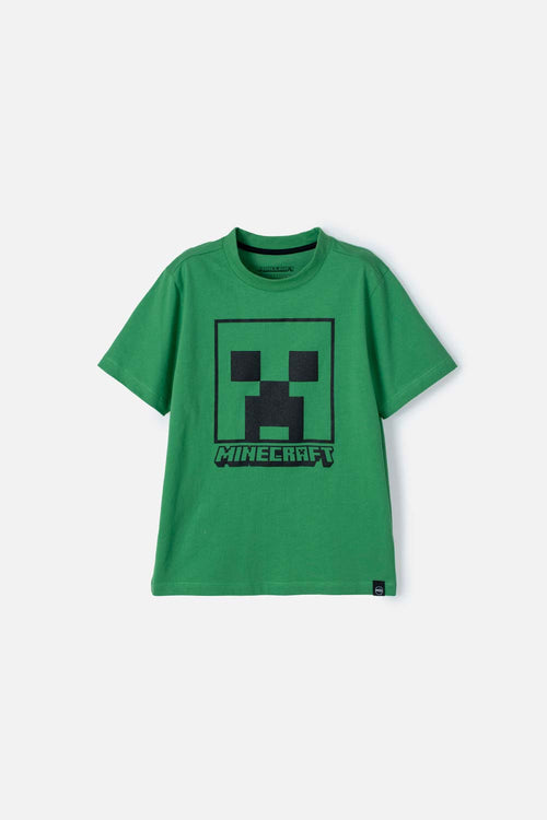CAMISETA DE MINECRAFT VERDE MANGA CORTA PARA NIÑO
