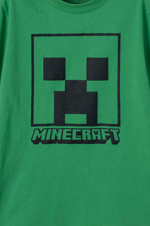 CAMISETA DE MINECRAFT VERDE MANGA CORTA PARA NIÑO