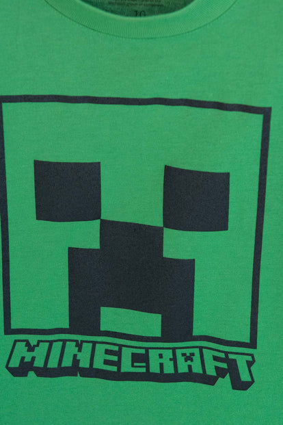 CAMISETA DE MINECRAFT VERDE MANGA CORTA PARA NIÑO