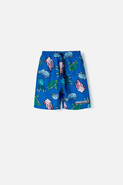 PANTALONETA DE BAÑO MINECRAFT CON CORDÓN AZUL PARA NIÑO