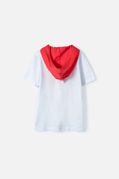 CAMISETA DE LOS SIMPSON BLANCA Y ROJA MANGA CORTA PARA NIÑO