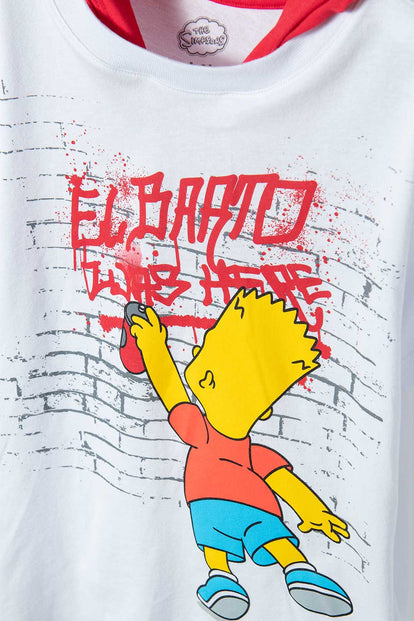 CAMISETA DE LOS SIMPSON BLANCA Y ROJA MANGA CORTA PARA NIÑO