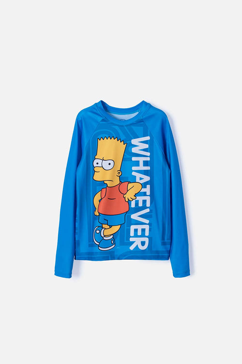 CAMISETA DE BAÑO BART SIMPSON MANGA LARGA AZUL PARA NIÑO