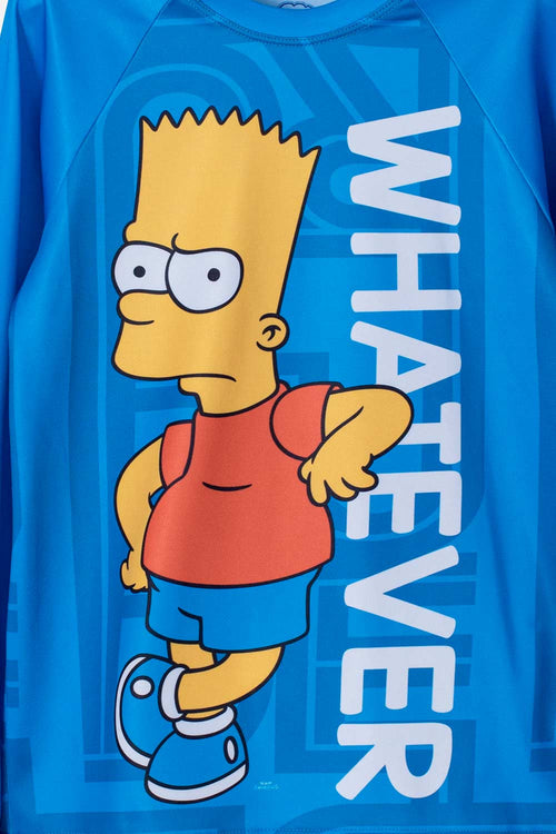 CAMISETA DE BAÑO BART SIMPSON MANGA LARGA AZUL PARA NIÑO