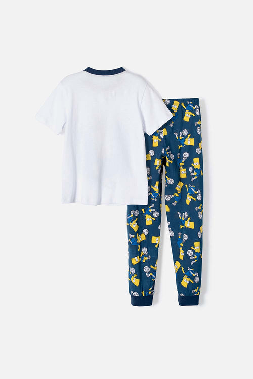 PIJAMA DE BART SIMPSON DE PANTALÓN LARGO  BLANCA Y AZUL PARA NIÑO