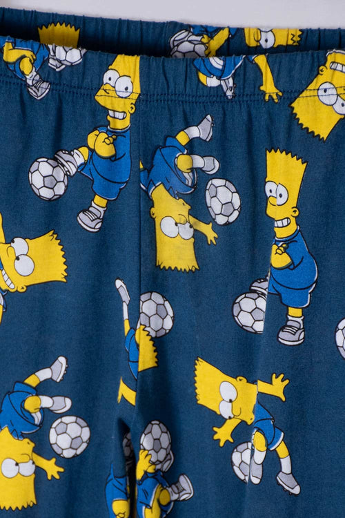PIJAMA DE BART SIMPSON DE PANTALÓN LARGO  BLANCA Y AZUL PARA NIÑO