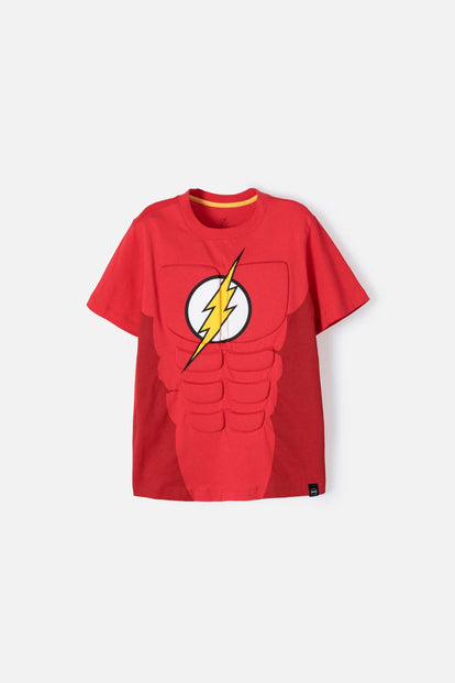CAMISETA DE FLASH ROJA MANGA CORTA PARA NIÑO