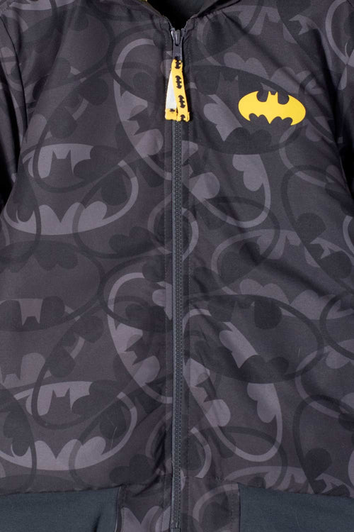 CHAQUETA DE BATMAN CON CIERRE Y CHOMPA GRIS PARA NIÑO