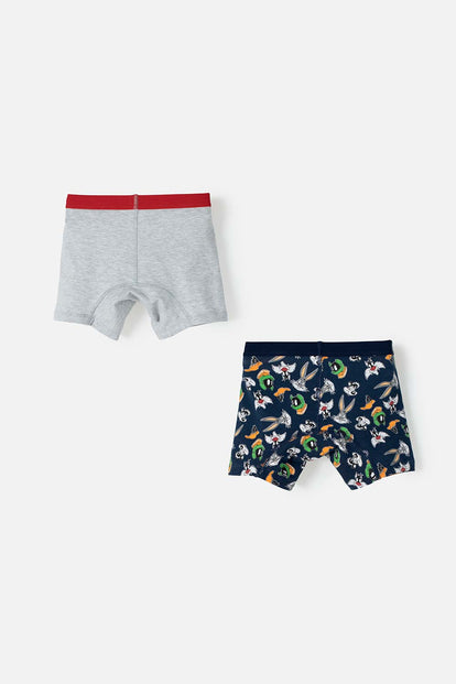 PACK X2 BOXER DE LOS LOONEY TUNES AZUL Y GRIS PARA NIÑO