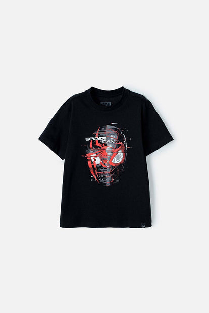 CAMISETA DE SPIDER-MAN MANGA CORTA NEGRA PARA NIÑO