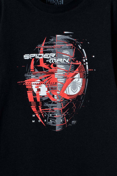 CAMISETA DE SPIDER-MAN MANGA CORTA NEGRA PARA NIÑO
