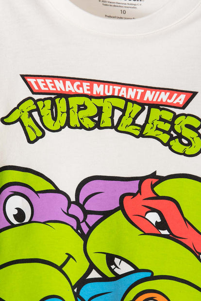 CAMISETA DE LAS TORTUGAS NINJA MANGA CORTA BLANCA PARA NIÑO