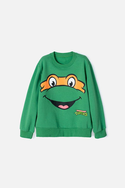 BUZO DE LAS TORTUGAS NINJA CERRADO VERDE PARA NIÑO