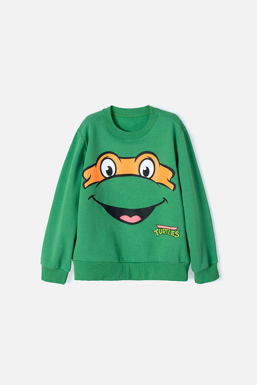 BUZO DE LAS TORTUGAS NINJA CERRADO VERDE PARA NIÑO