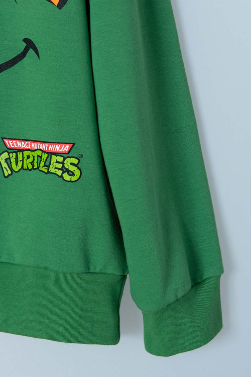 BUZO DE LAS TORTUGAS NINJA CERRADO VERDE PARA NIÑO