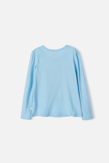 CAMISETA DE MINECRAFT AZUL CLARA MANGA LARGA PARA NIÑA