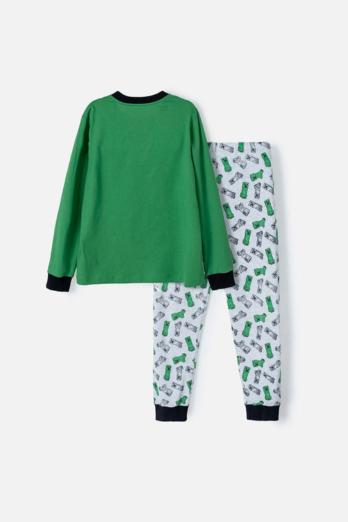 Card slide image -  PIJAMA DE MINECRAFT VERDE Y GRIS JASPE DE PANTALÓN LARGO PARA NIÑO