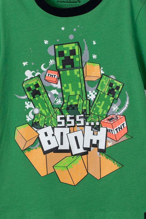 Card slide image -  PIJAMA DE MINECRAFT VERDE Y GRIS JASPE DE PANTALÓN LARGO PARA NIÑO