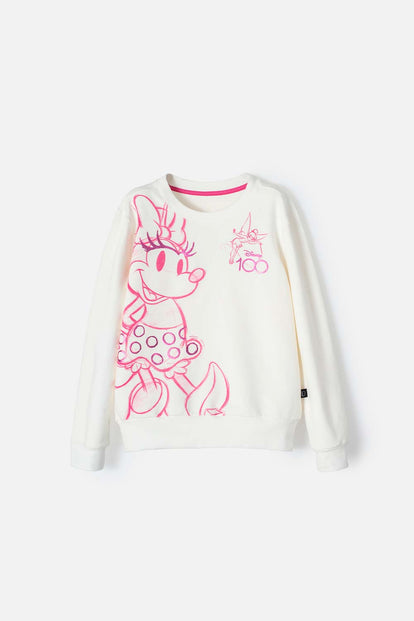  BUZO DE MINNIE MOUSE CERRADO MARFIL PARA NIÑA