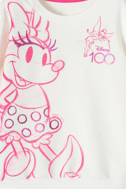  BUZO DE MINNIE MOUSE CERRADO MARFIL PARA NIÑA