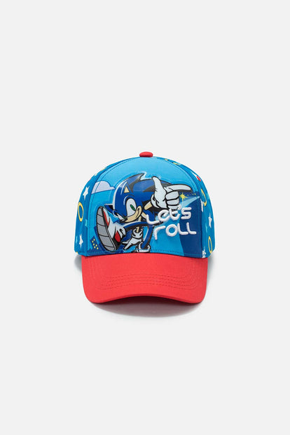 GORRA DE SONIC AZUL Y ROJO PARA NIÑO