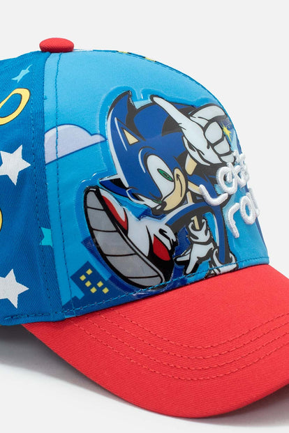 GORRA DE SONIC AZUL Y ROJO PARA NIÑO