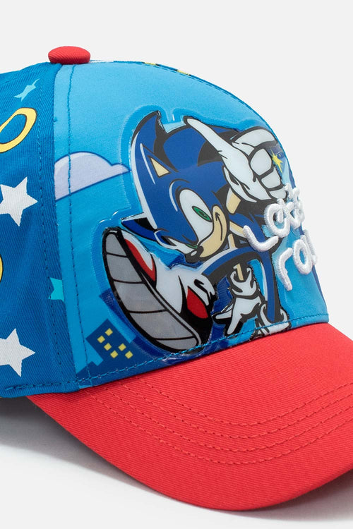 GORRA DE SONIC AZUL Y ROJO PARA NIÑO
