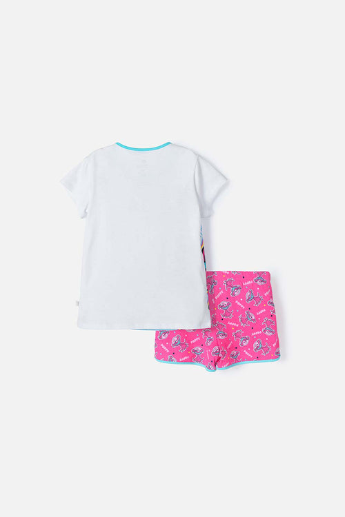 PIJAMA DE TROLLS  CON SHORT MULTICOLOR PARA NIÑA