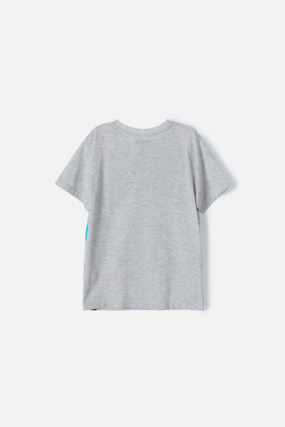  CAMISETA DE SONIC GRIS JASPE MANGA CORTA PARA NIÑO