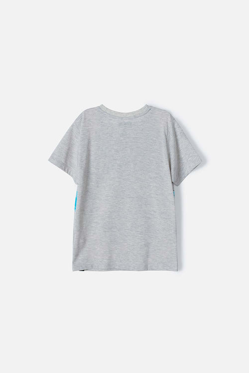 CAMISETA DE SONIC GRIS JASPE MANGA CORTA PARA NIÑO