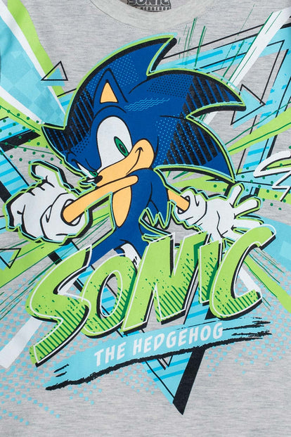CAMISETA DE SONIC GRIS JASPE MANGA CORTA PARA NIÑO