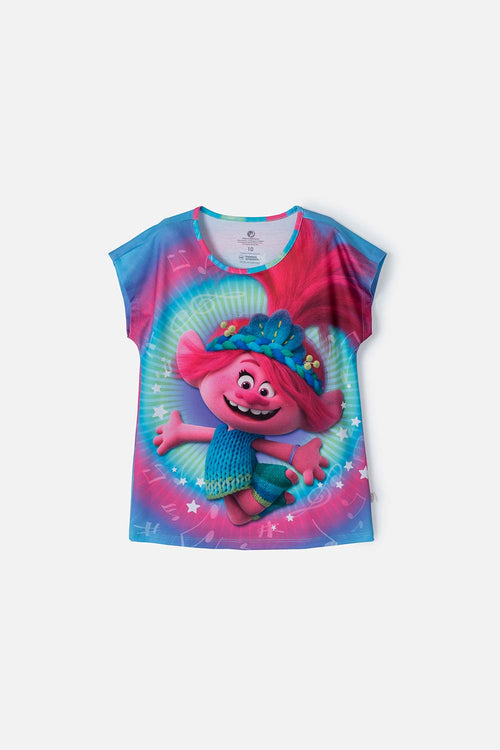 CAMISETA DE TROLLS MULTICOLOR MANGA CORTA PARA NIÑA